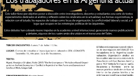 Tercer encuentro del taller de discusión Los trabajadores en la Argentina 