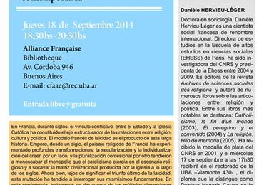 [Conferencia] Entre secularización y pluralización: religiones y laicidad en la Francia contemporánea / Daniele Hervieu-Leger