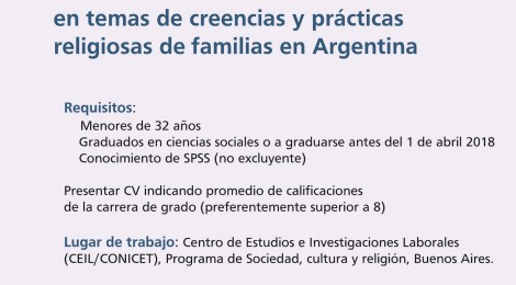 Llamado para la preselección de candidatos a becarios doctorales CONICET en temas de creencias y prácticas religiosas de familias en Argentina
